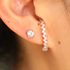 Асимметричные серьги нового дизайна 2021 цвета розового золота цвет CZ гвоздики высокого качества латунь cz Ювелирные изделия один камень серьги-гвоздики Минимальный девушки серьги