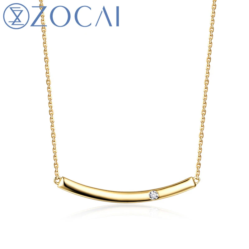 

ZOCAI дизайнерское ожерелье Настоящее 18K розовое золото (Au750) Настоящее 0,02 CT сертифицированное H/SI бриллиантовое ожерелье JBC00029