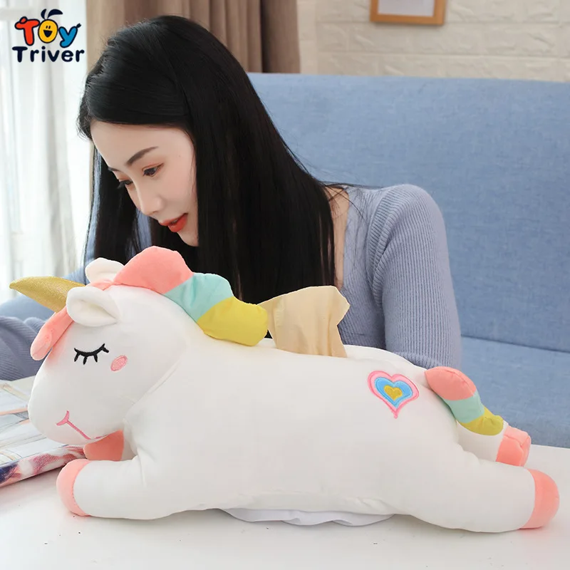 Kawaii Единорог плюшевая игрушка тривер мягкие животные кукла коробка салфеток