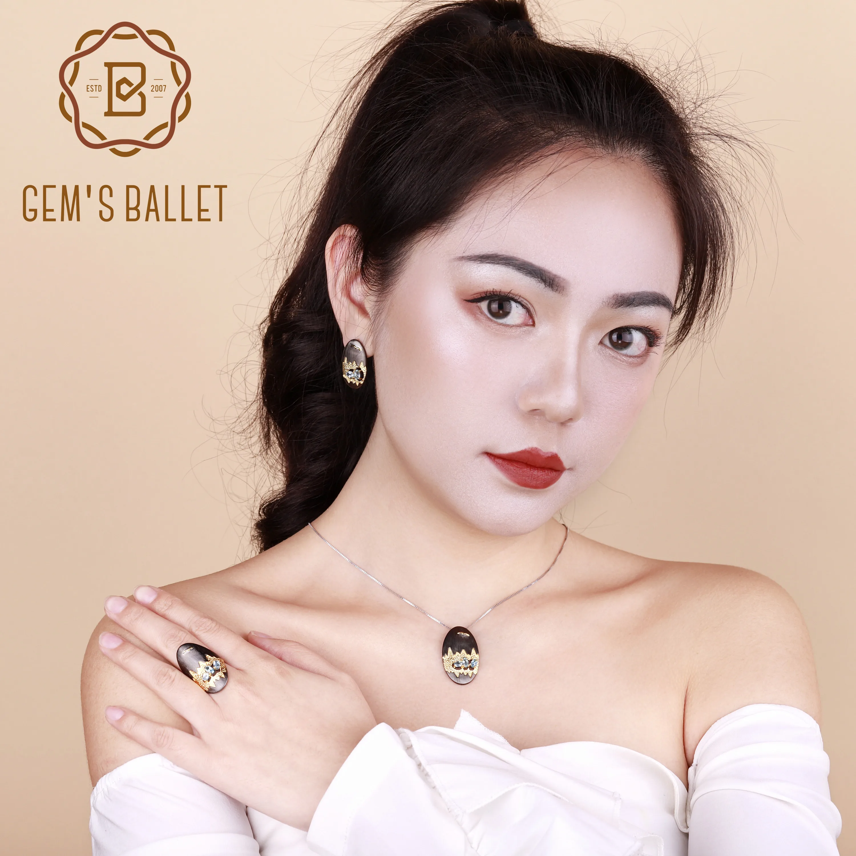 Женский комплект из кольца и сережек GEM'S BALLET кольцо кулон в форме чайки океана
