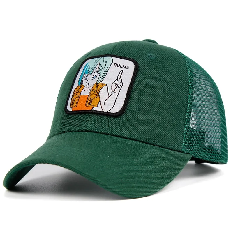 BULMA сетчатая шапка Dragon Ball Z Snapback Гоку хлопок бейсбол кепки для мужчин женщин хип хоп дальнобойщик папа шляпа лето дропшиппинг - Цвет: Зеленый