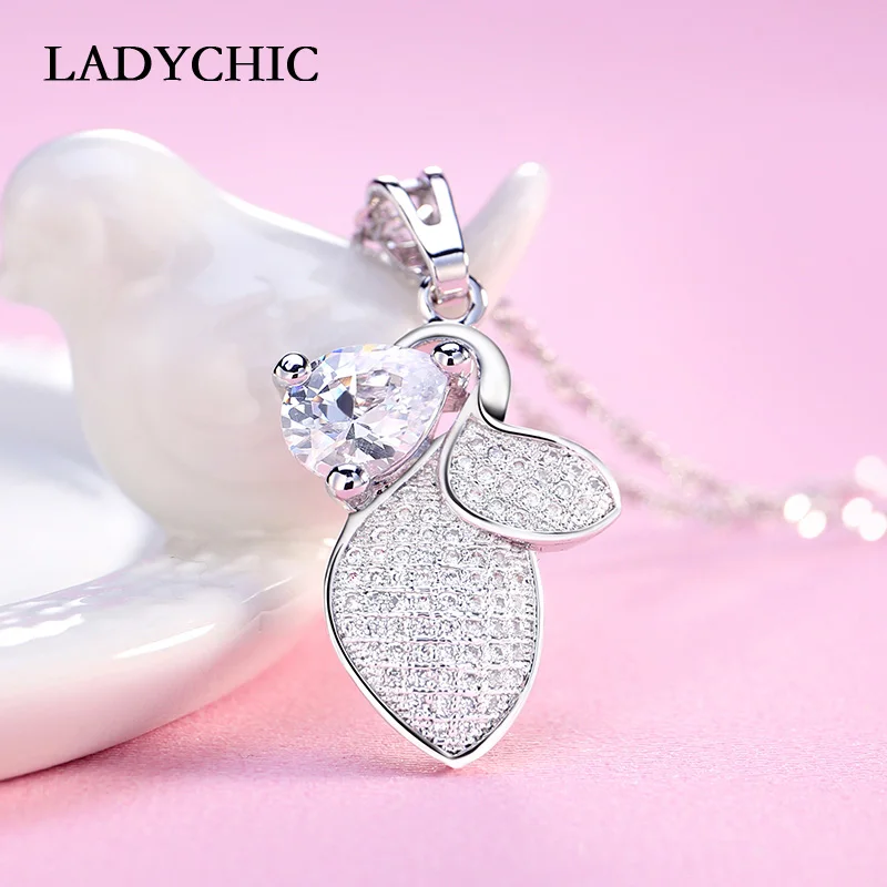Модное женское ожерелье LADYCHIC с кулоном из циркония 2 карата роскошное крошечное