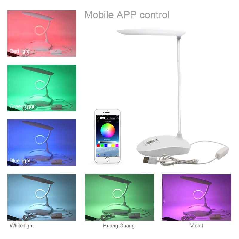 Современная светодиодная настольная лампа с RGB подсветкой USB Bluetooth настольные