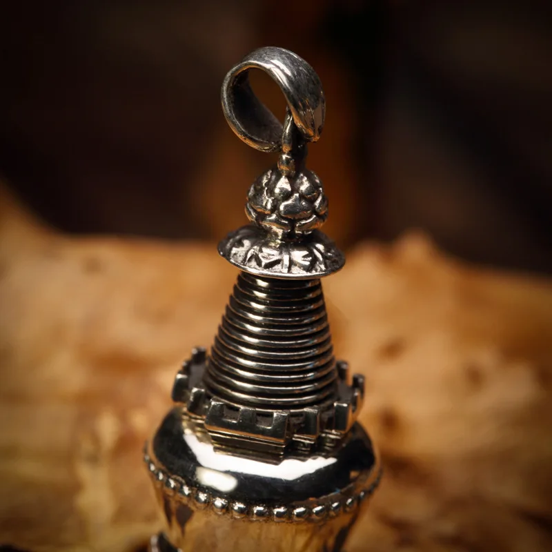 Мужское винтажное ожерелье с подвеской в виде буддизма и пагоды Тибета Stupa Wheel Amulet