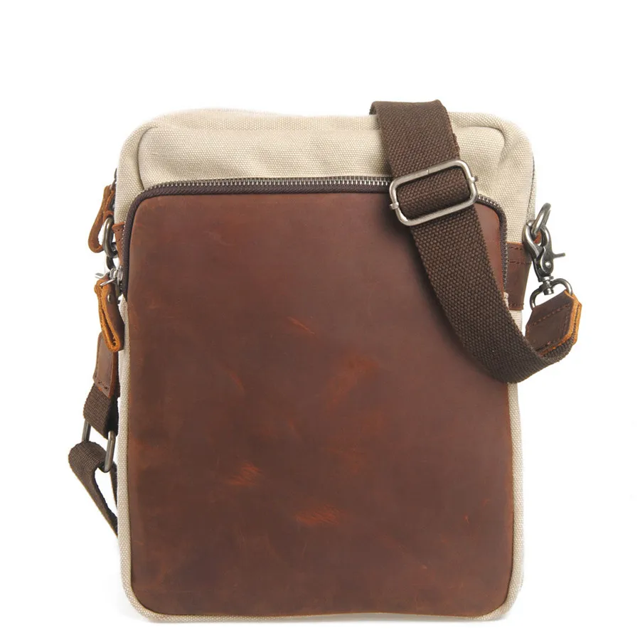2017 Новый Холст Мужчины Сумки Кожа Messenger Повседневная Малый Плеча Crossbody Сумка