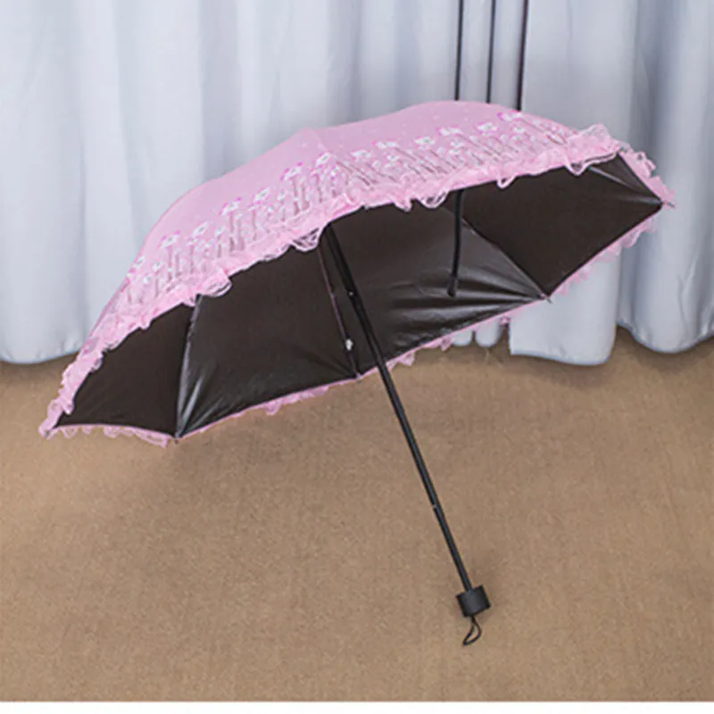 Creative lace reverse umbrella folding sunscreen Anti-UV lotus leaf sun rain women's tour lady parasol windproof | Дом и сад