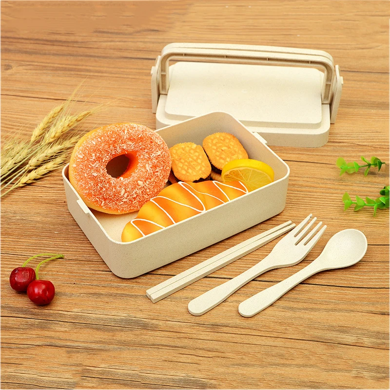 Здоровые материалы Ланч бокс для детей Пшеничная солома Bento коробки 2 слоя 3