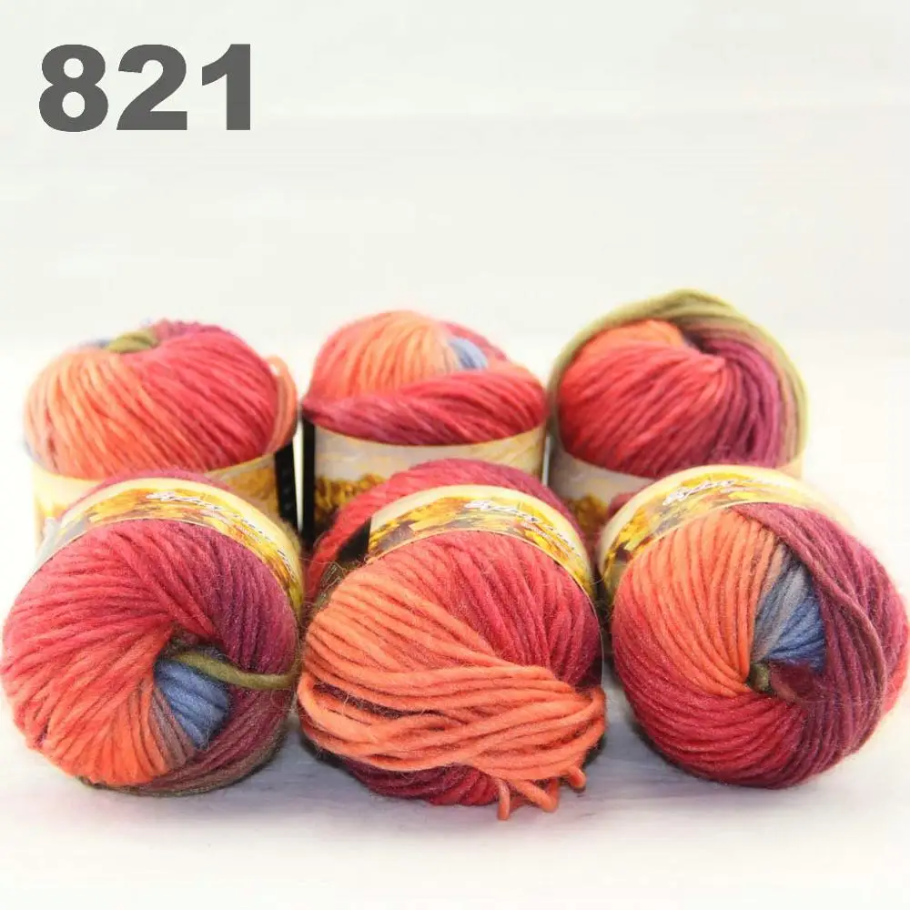 821 Army Green 6x50gr Skeins новая массивная ручная крупная вязка забивает шерстяную пряжу 522-пряжа - Цвет: 821 Army Green