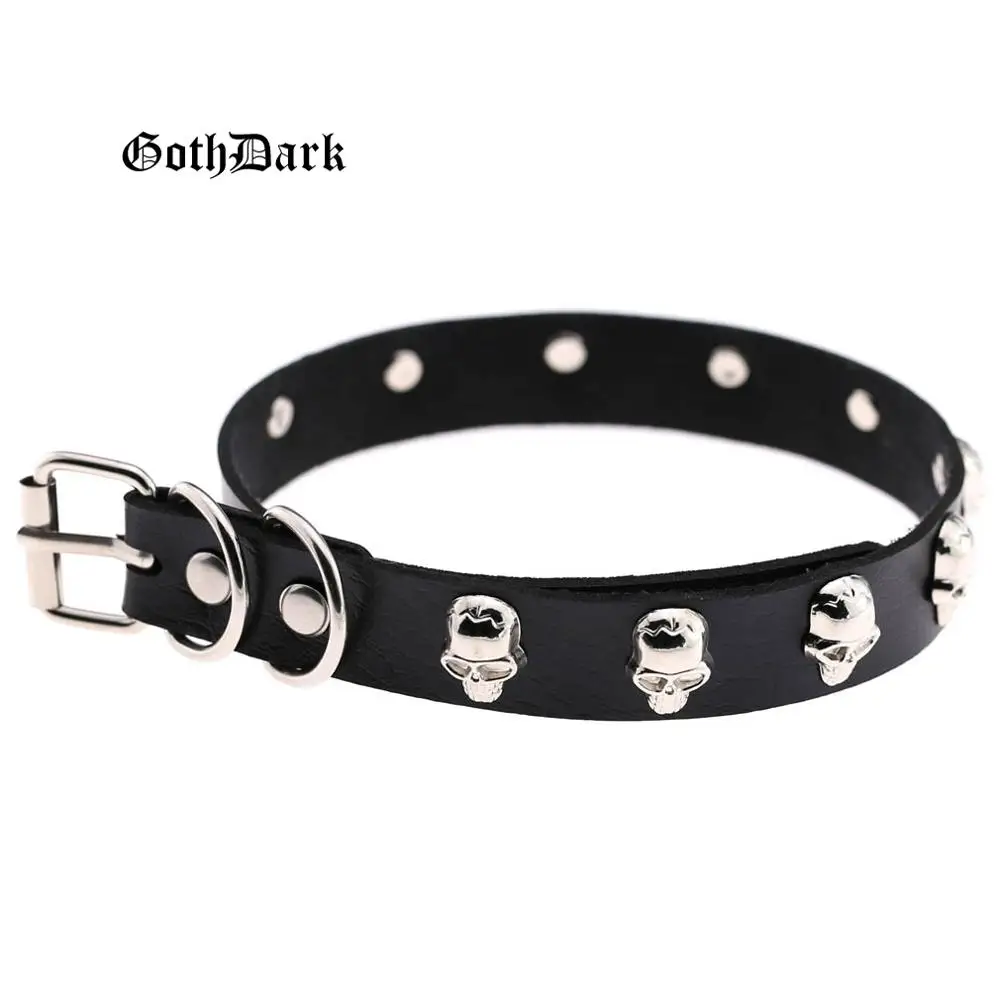 Женский ошейник Goth Dark ожерелье из искусственной кожи с черепами панк удавка