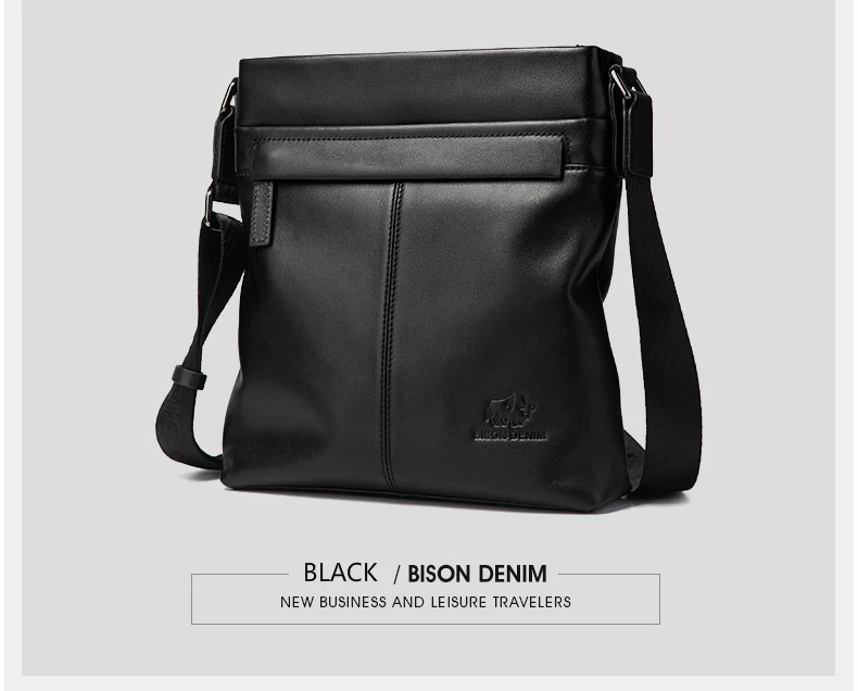 BISON DENIM модная роскошная мужская сумка, брендовая натуральная кожа, мужские сумки через плечо, деловые мужские сумки-мессенджеры