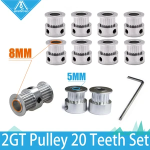 Детали для 3D-принтера UM2 Ultimaker2 2GT 6 мм, шкив с 20 зубьями, отверстие 8 мм + GT2 с 20 зубьями, отверстие 5 мм + двухсторонняя шестерня с 20 зубьями 8 мм