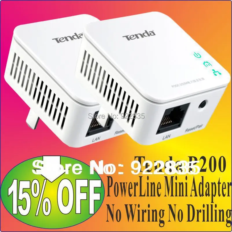 Мини адаптер Tenda P200 проводной сетевой 200 Мбит/с без настройки и установки Plug & Play Prom