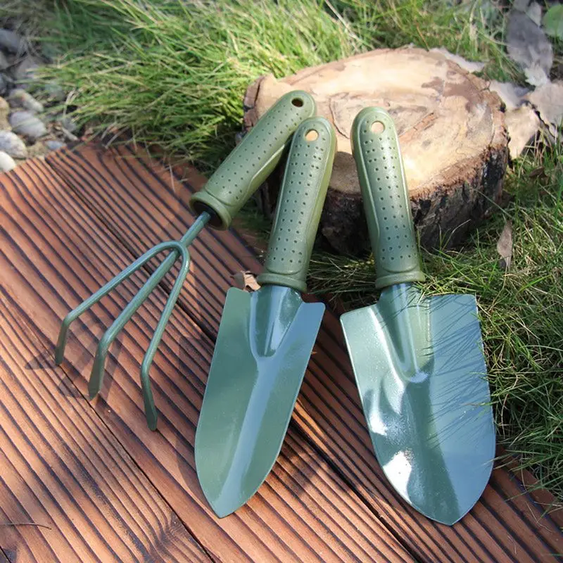 

3Pcs Spade Fork Shovel Rake Harrow Set Gardening Tools Potted Plants Maintenance Suit Anti Slip Handle Gifts