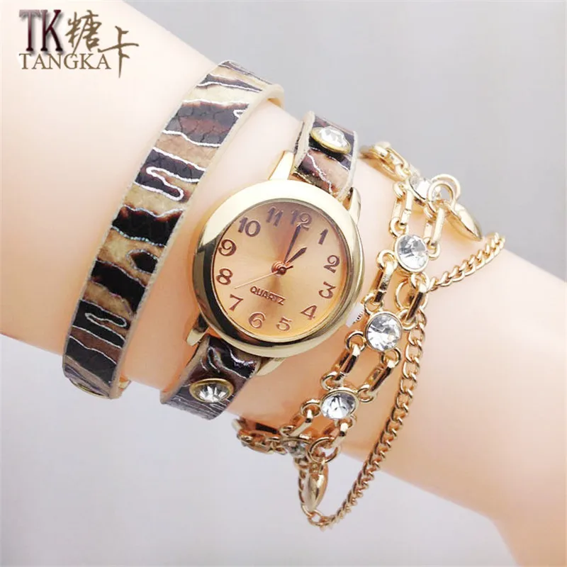 Модные Повседневные часы с кожаным ремешком и леопардовым принтом женские