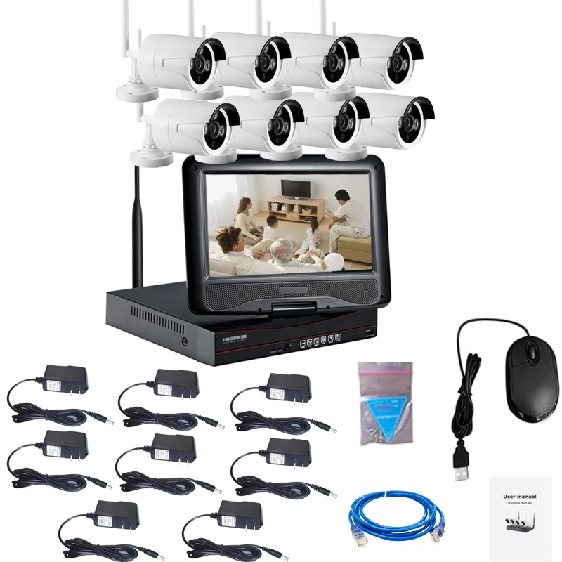 Full HD 8CH NVR 1080 P Беспроводной комплект системы видеонаблюдения 2.0MP Открытый IP Камера