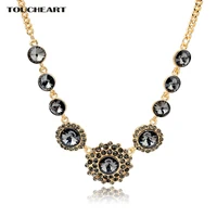 toucheart trendy gold color bead statement necklaces crystal flower collares necklace pendants for women jewelry sne150822