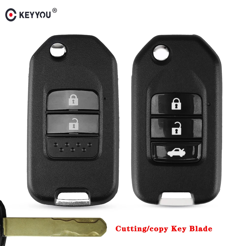 

Ключ KEYYOU для резки, 2/3 кнопки, складной раскладной дистанционный Автомобильный ключ, чехол для Honda GREIZ Civic City XRV Vezel, пустой чехол для стайлинга