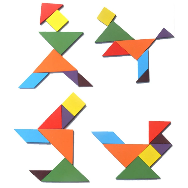 Деревянные Tangram 7 шт головоломки игрушки для детей Обучающие образовательные