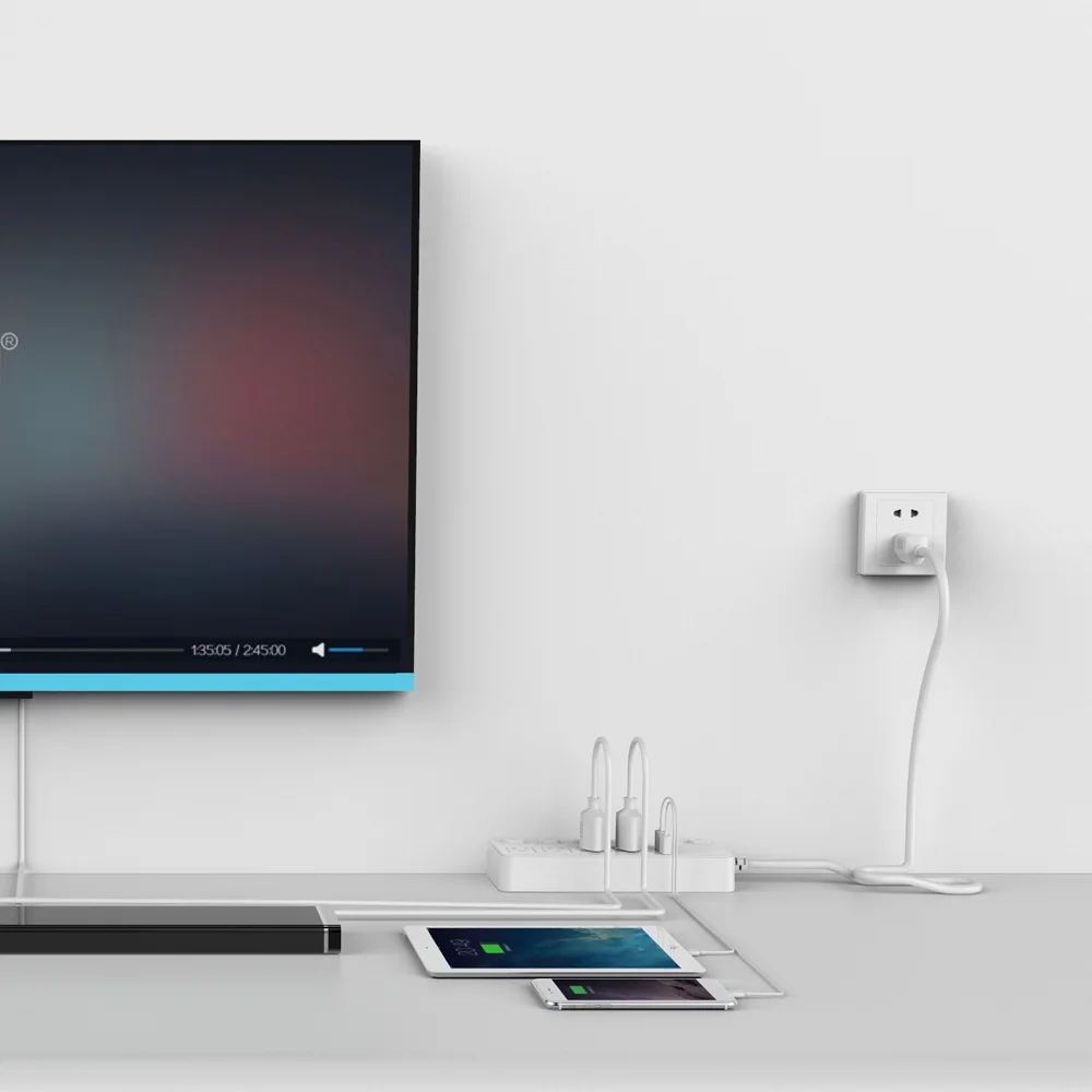 ORICO 4 AC Розетка Удлинитель сетевой кабель Защита от перенапряжения штепсельная вилка США розетки 2 usb порт для зарядки кнопка управления питанием
