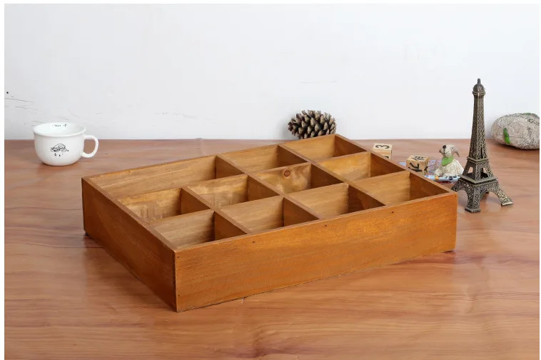 Домашний декор деревянный ящик для хранения с 11 клетками винтажная деревянная