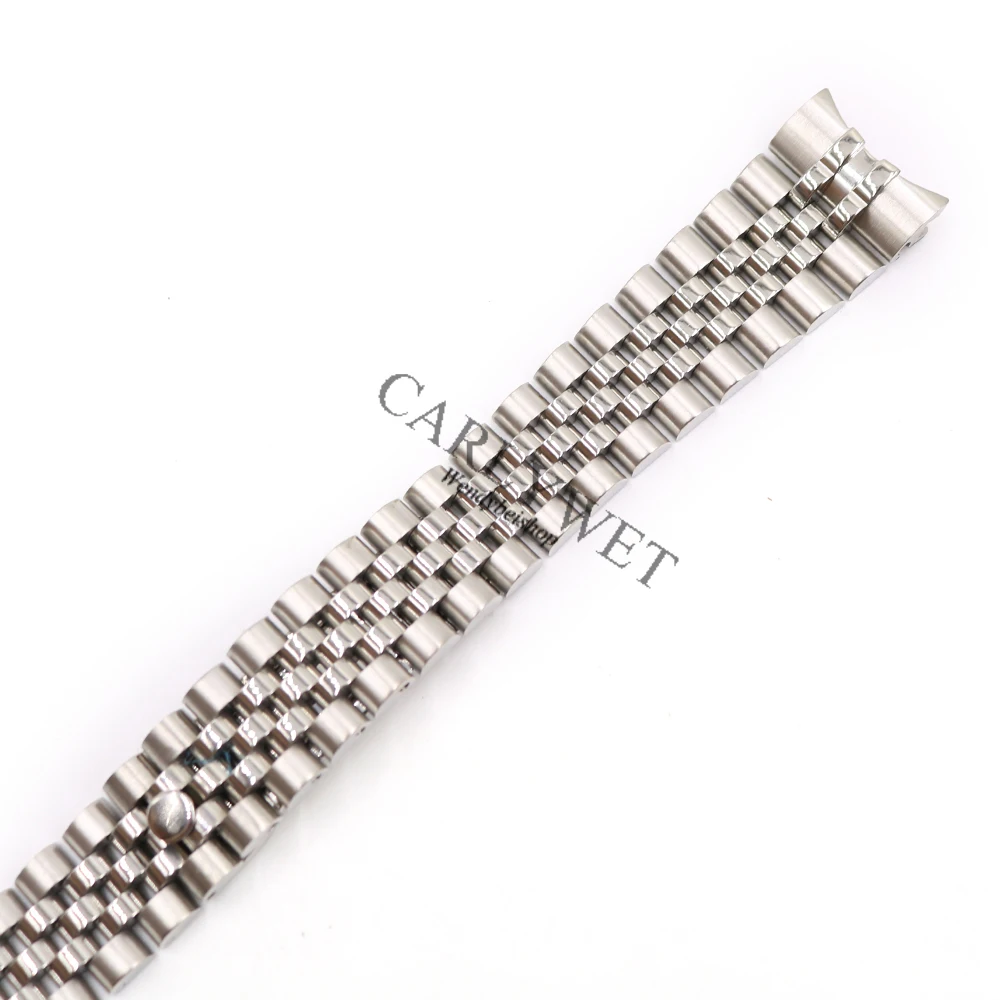 CARLYWET 20mm 316L Stainless Steel Jubilee Silver Solid Screw Links Wrist Watch Strap With Curved End Bracelet Belt