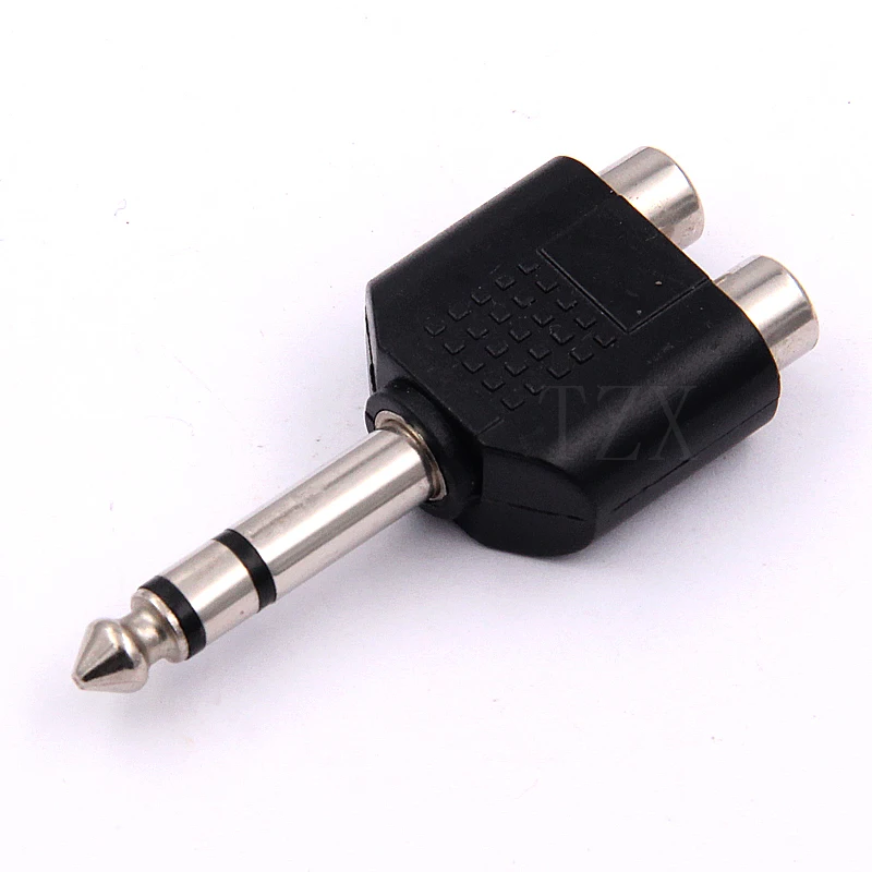 1pcs Y Shape 6.5mm 1/4 inch Male Plug to 2 Dual Rca Female Jack Audio Mono Connector Converter | Компьютеры и офис