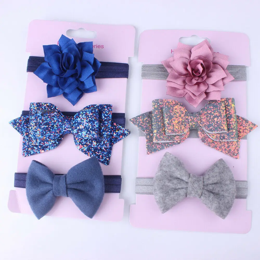 2019 AccessoriesHeadwear 3Pcs/Set Cute Infant Baby Girls Bow Headband Newborn Elastic Hairband Hair Photo Props Wholesale Gift | Детская