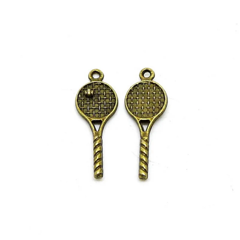 

nevstop 100pcs/lot Antique Silver Tennis Racket Charms 10x29mm Sport Charms DIY Jewelry Making