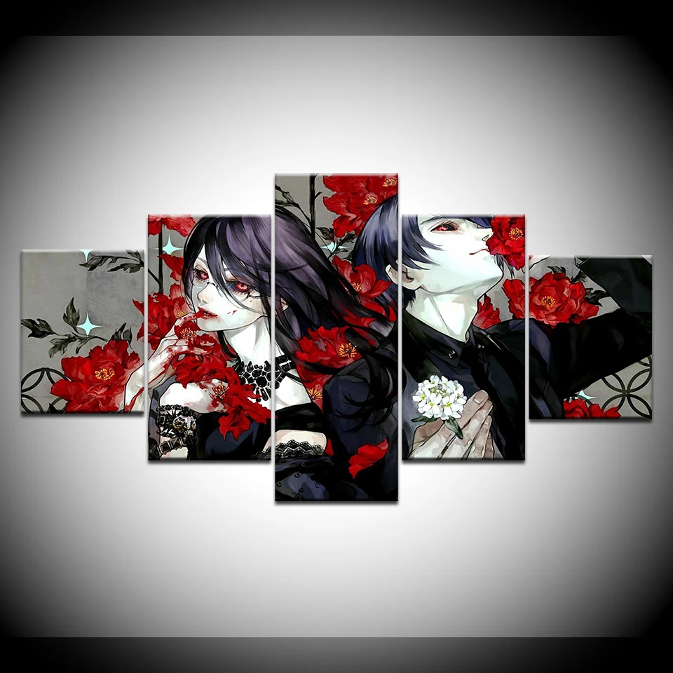 Модульная картина 5 панелей ужасы аниме настенная Картина на холсте домашний