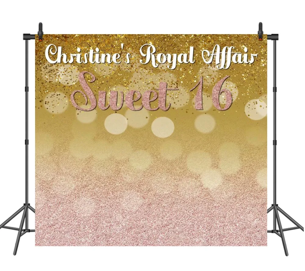 Sensfun sweet 16 birthday photo background gold polka dots photography backdrop pink | Электроника