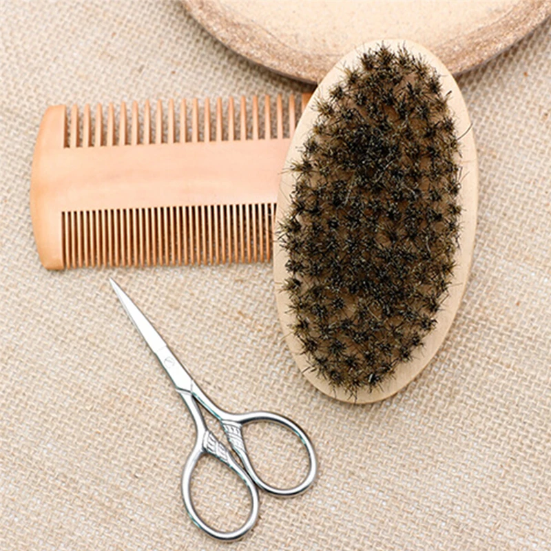 Набор мужских кистей для бороды 3 шт. щетка бритья из щетины кабана расческа