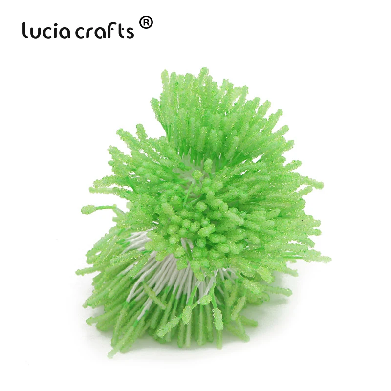 C3 Green Lucia crafts, 144 шт, 3 мм, Двойные наконечники, стеклянные цветы, тычинки для свадебного украшения, сделай сам, скрапбукинг, венок, поддельные, pist C1204 - Цвет: C3 Green