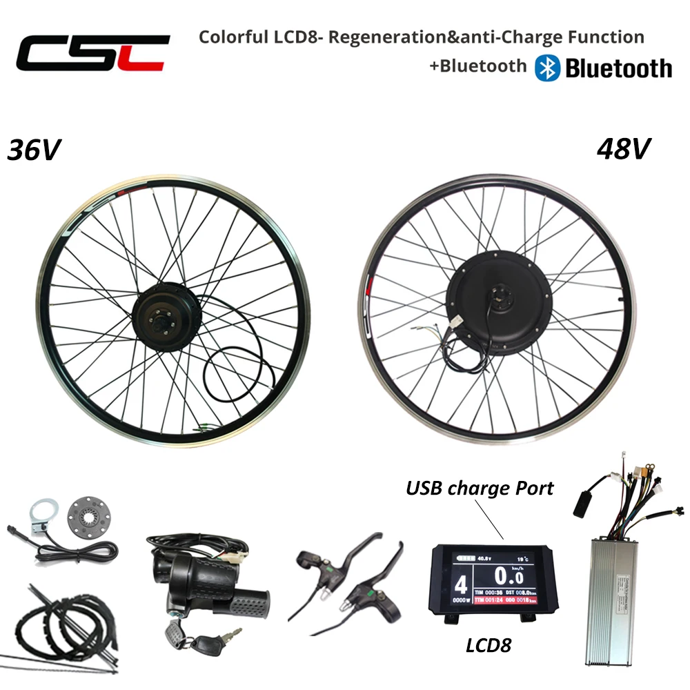 Фара для электровелосипеда в Conversion Kit 20-29 дюймовым 700C преобразователя для электрического велосипеда с сертификатом ce комплект 48V 1000W 1500W 36V 250W 500W Передняя, Задняя Ступица мотор для центрального движения колеса