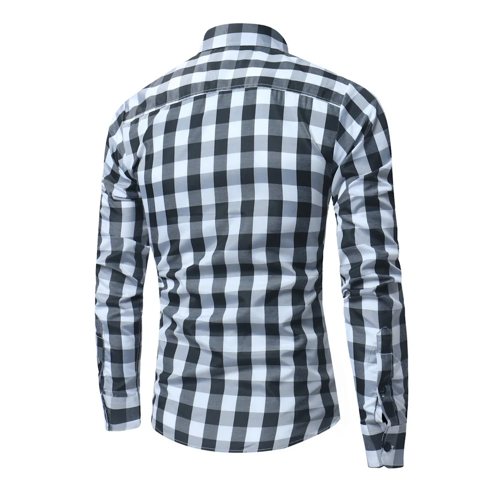 

Men Plaid Shirts Casual Slim Fit Fashion Boutique Man Business Long Sleeve For Male Social Shirts Nice Vogue Clothes M-2XL