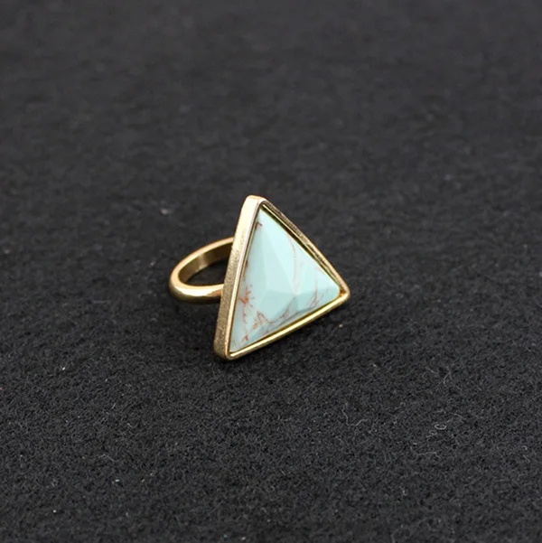 Artilady natural blue turquoise rings for women jewelry europe gold plating triangle shaped ring | Украшения и аксессуары