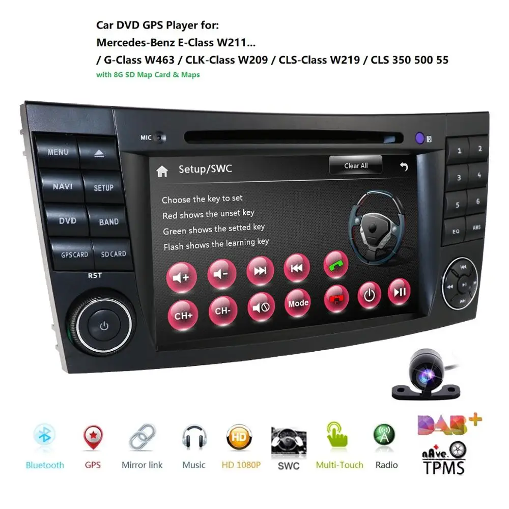 2Din автомобильный мультимедийный плеер Автомобильный DVD GPS для Mercedes/Benz/E