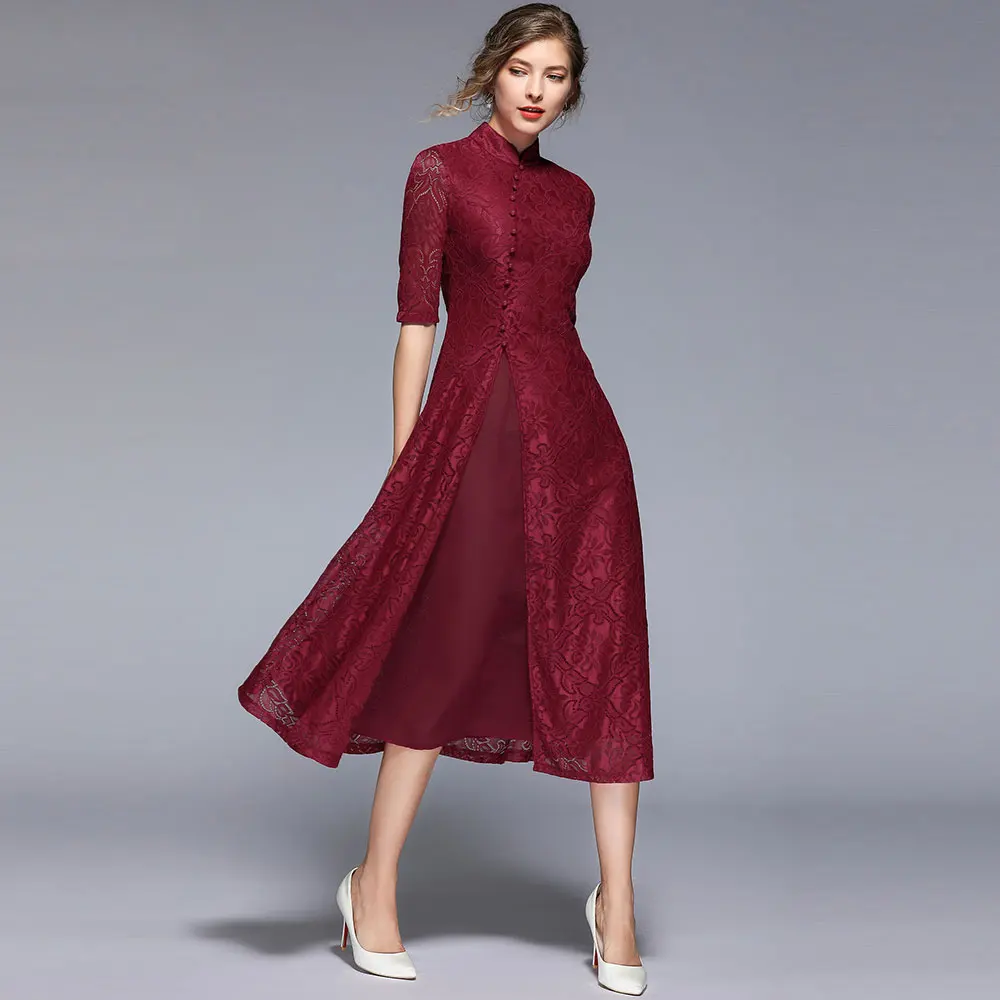 Женское кружевное длинное платье Borisovich винтажное трапециевидной формы с