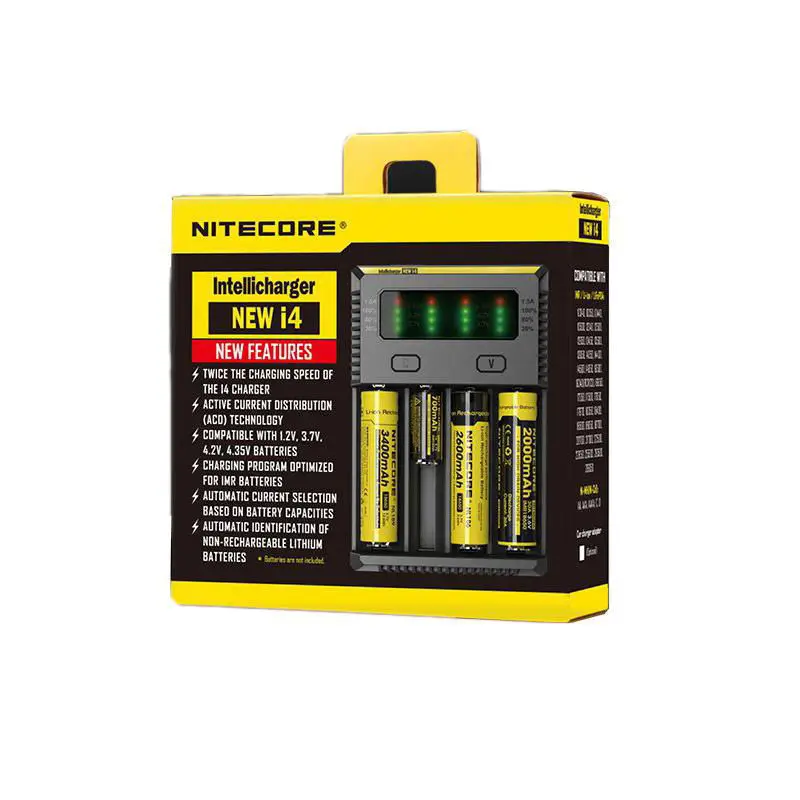 Зарядное устройство NITECORE i4 Intelli 2017 литий-ионное Ni-MH умное зарядное с 4 слотами 18650