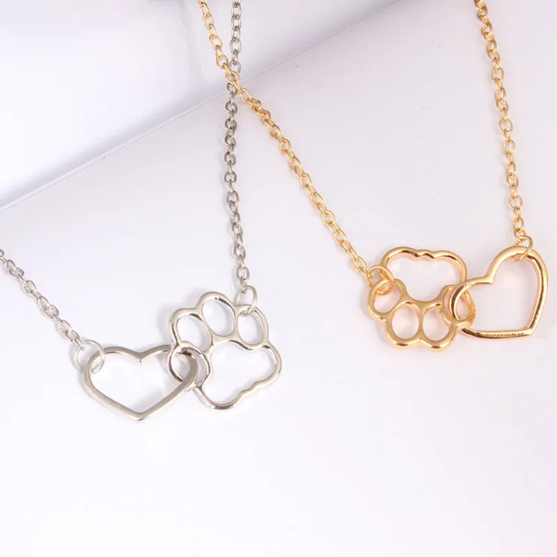 Цепочка с подвеской в виде собачьей лапы сердца|dog paw|heart pendant necklaceanimal jewelry |