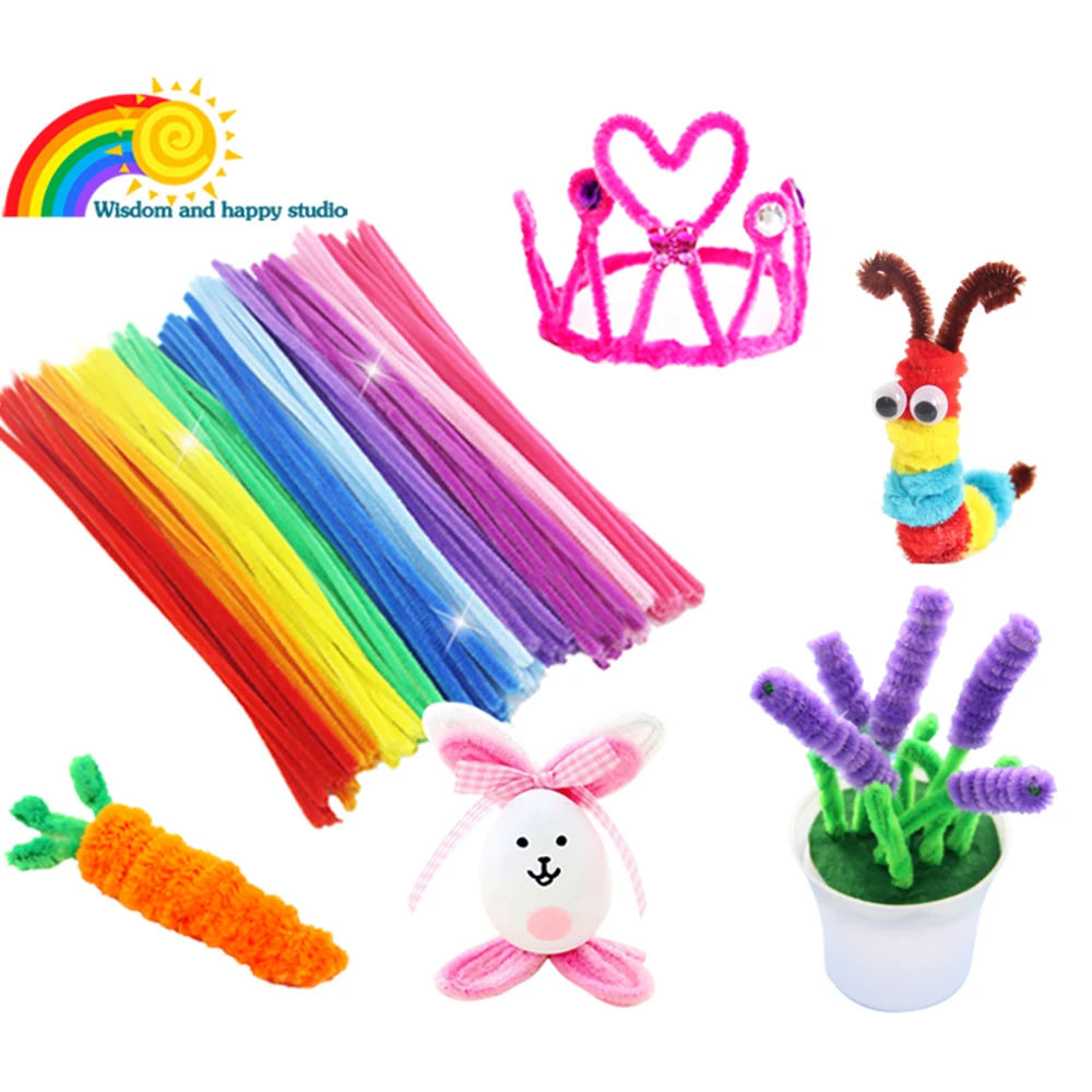 

100pcs Montessori Materials Chenille Children Educational Toy Crafts For Kids Colorful Pipe Cleaner Toys Craft B0990