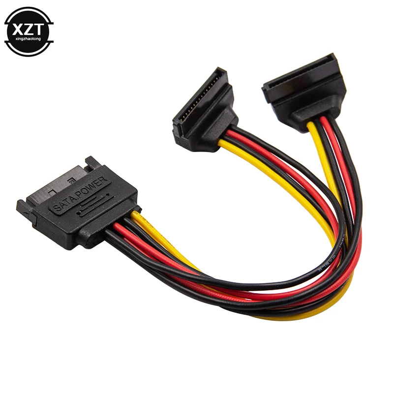 Высокое качество 15 см 90 градусов SATA Pin папа 2x15 P Женский Y сплиттер адаптер разъем