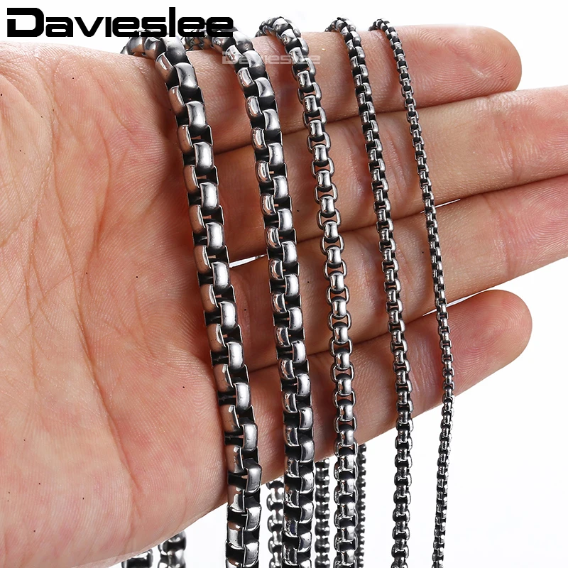Ожерелье Davieslee LKNM06 мужское цепь из нержавеющей стали с круглыми звеньями в
