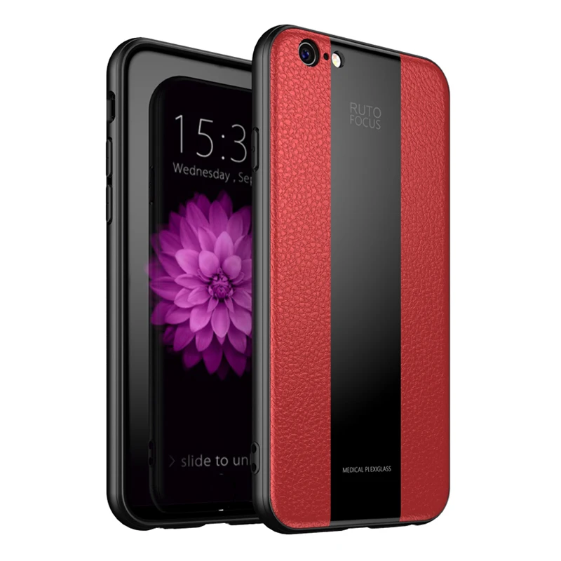 Кожаный чехол для iPhone 6 6S 7 8 Plus Vpower роскошный комбинированный из плексигласа и