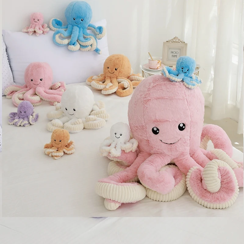

Plush Animal 18/40/60/80cm Giant Big Octopus Plush Toys Doll Kawaii Room Soft Kawaii Plush Long Pillow Food Plush Kid Sofa Pink