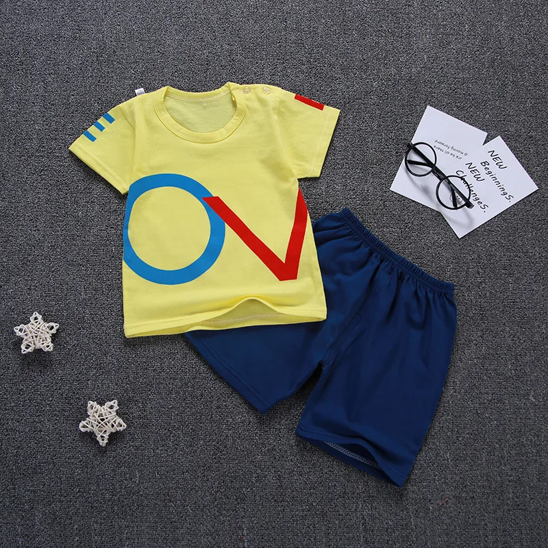 Baby Boy Girl T Shirts Sets Children Clothes Summer Boys Print Cotton Shorts 2 pcs Kids Girls Shirt | Детская одежда и обувь
