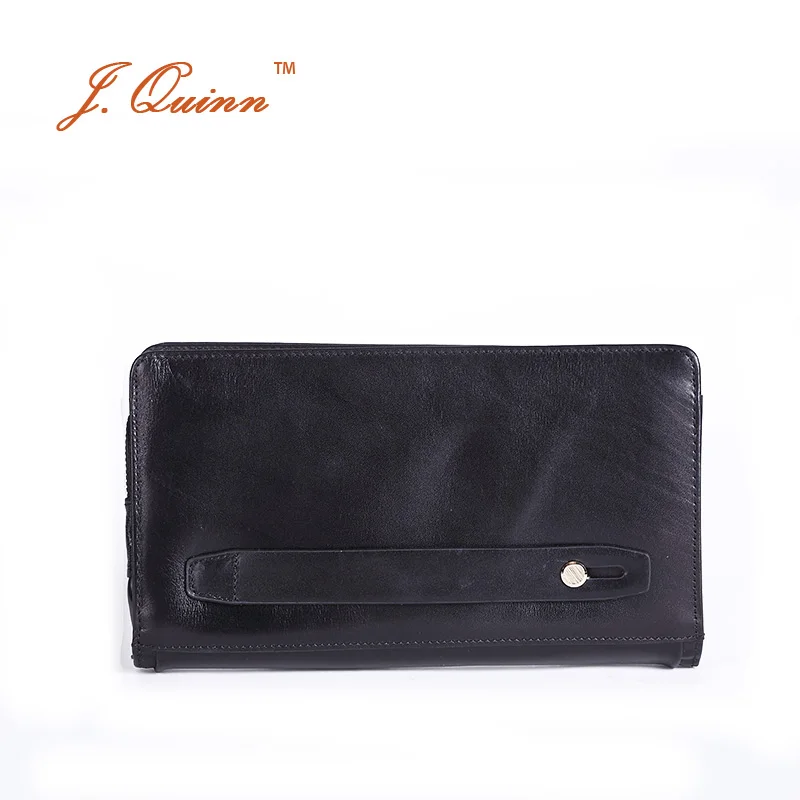 J. Quinn Большой Босс Бизнес натуральная кожа мужской клатч кошелек на молнии со