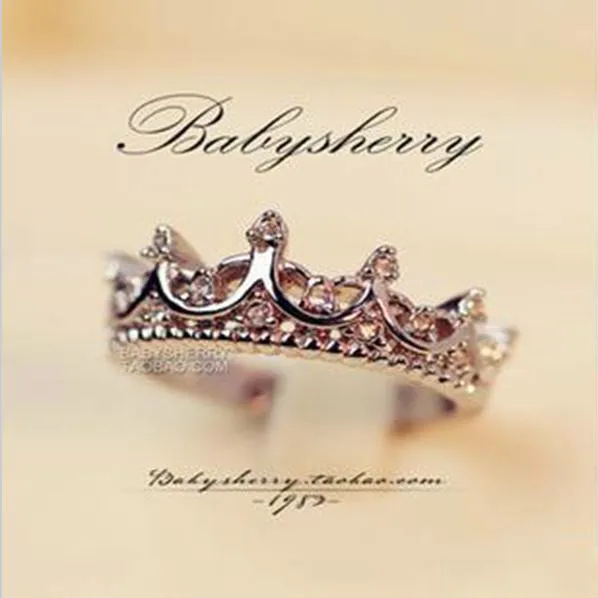 Free W ings Queen's Silver Crown Rings For Women Punk Brand Crystal Jewellery Love Femme Bijoux wedding engagement rings | Украшения и