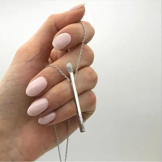 whole white CZ 2 Спичечная палочка, подвеска, ожерелье, черный и красочный Циркон, установка спичек, 925 пробы, серебряная цепочка, ожерелье, модное женское ювелирное изделие - Окраска металла: whole white CZ 2