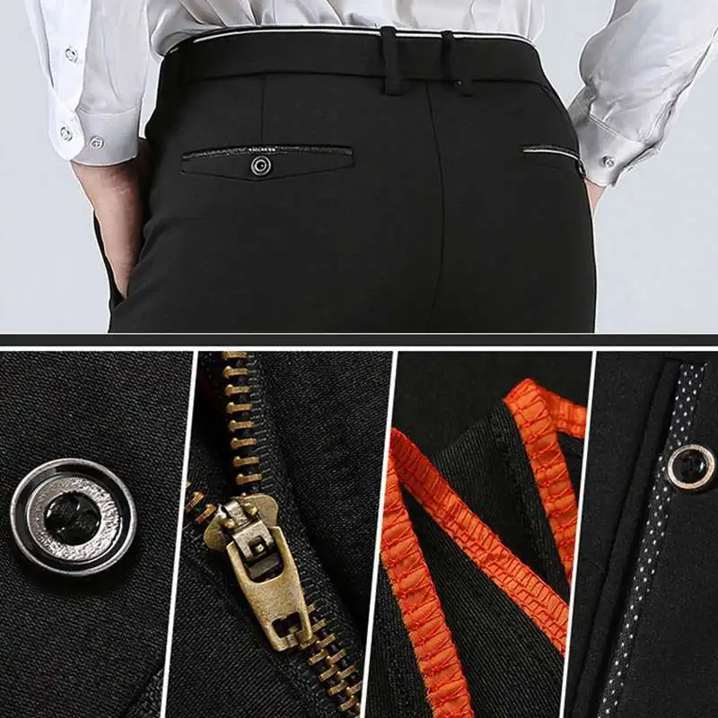 

Men Fleece Thick Suit Pants Plus Large Size Big 9XL 10XL Warm Trousers Formal Elasticity Winter Business 48 50 52 Straight Pants