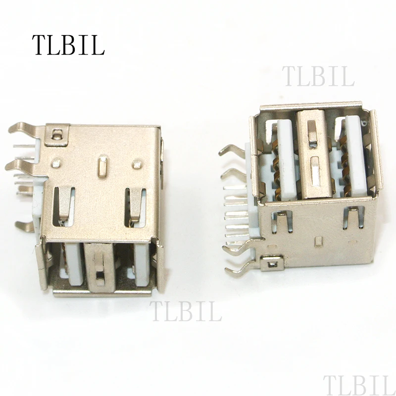 10 шт. двойной Тип usb женщина припоя Домкраты печатной платы разъем USB A 90 градусов 4